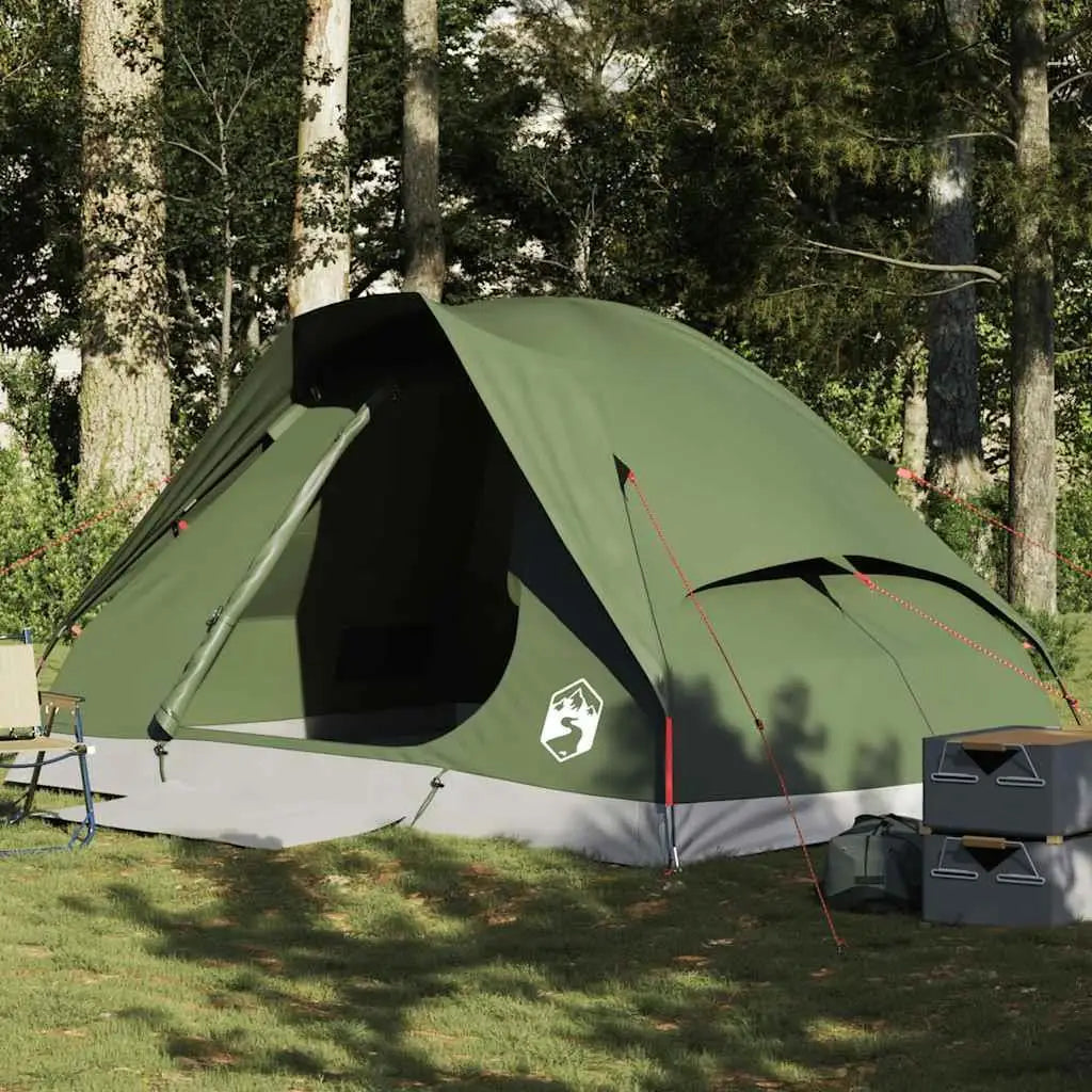 4-Person Waterproof Olive Green Dome Camping Tent