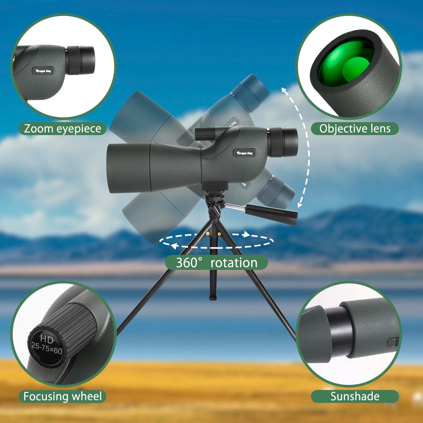 25-75x60 Telescope With Tripod