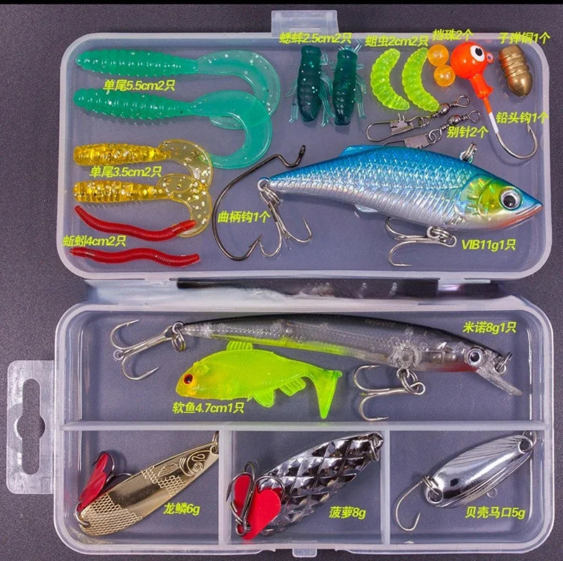Big Mixed Fishing Lure Set Soft and Hard Bait