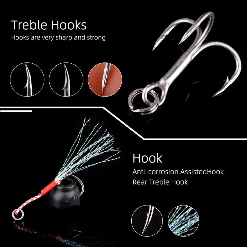 5pcs Metal Jig Fishing Lure Weights 10g-40g