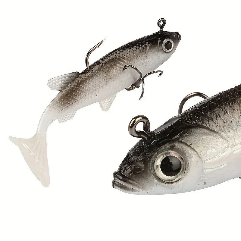 Fishing Lures 5Pcs Pre-Rigged Jig Head Paddle Tail Soft Plastic Swimbaits