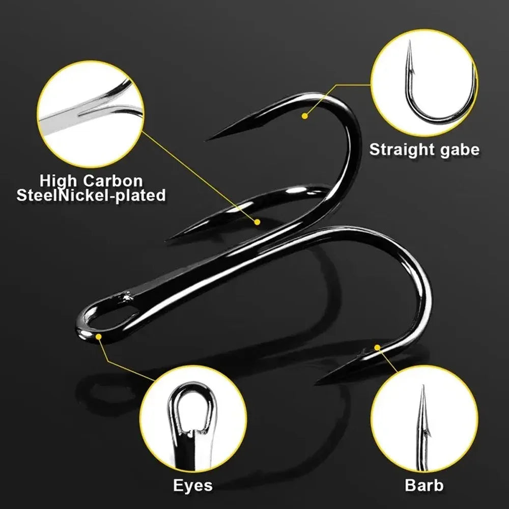 50pcs/box Mix Treble Fishing Hooks Kit