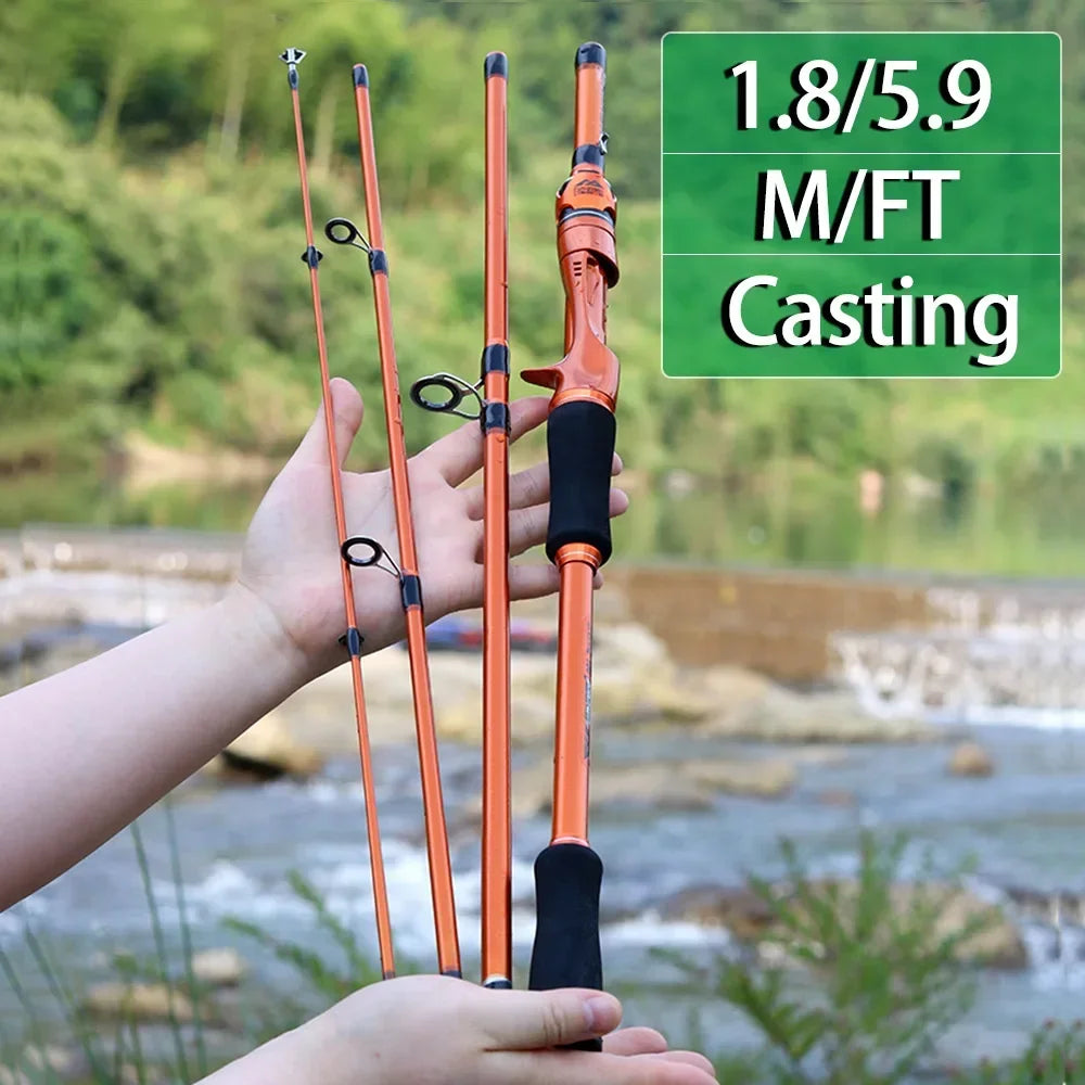 BAKAWA Casting Spinning Fishing Rods 1.8M and 2.1M 4 Section