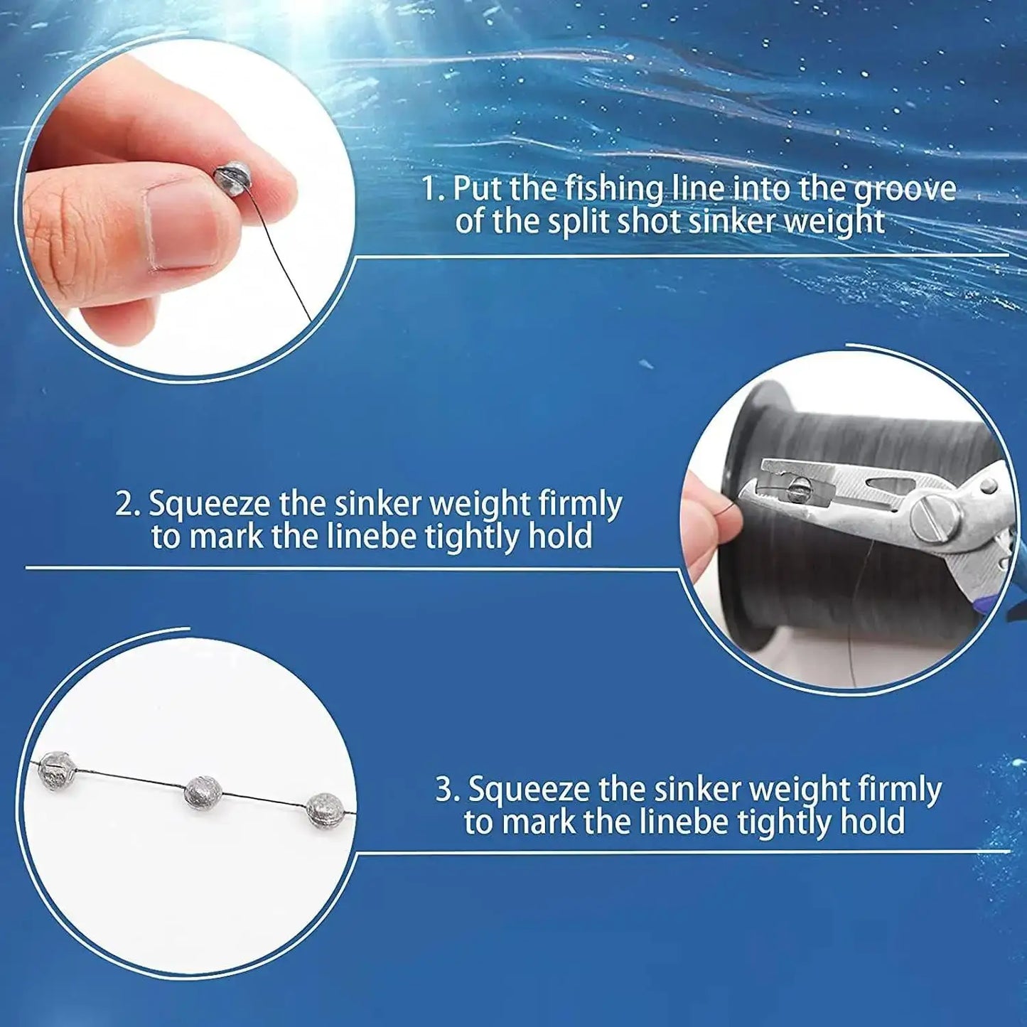 Weight Sinkers 205pcs/box 5 Sizes Split Shot Sinkers