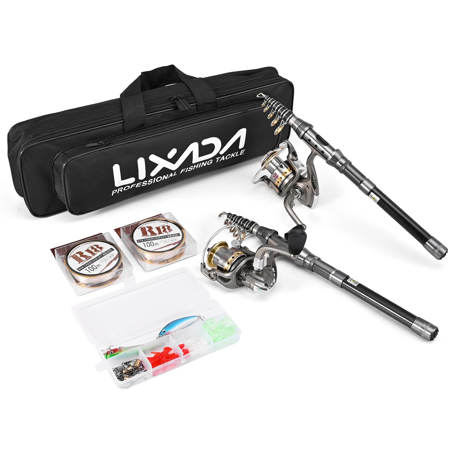 2PCS Rod and Reel Combo, Telescopic Fishing Rods