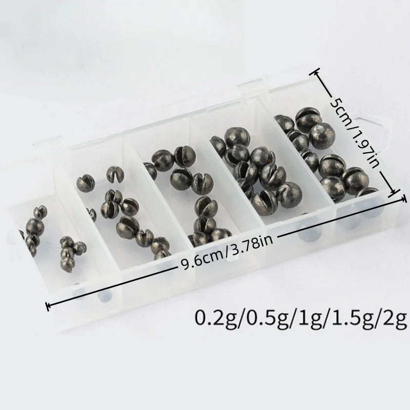 50pcs High Quality Lead Fishing Sunken Gear with Convenient Storage Box
