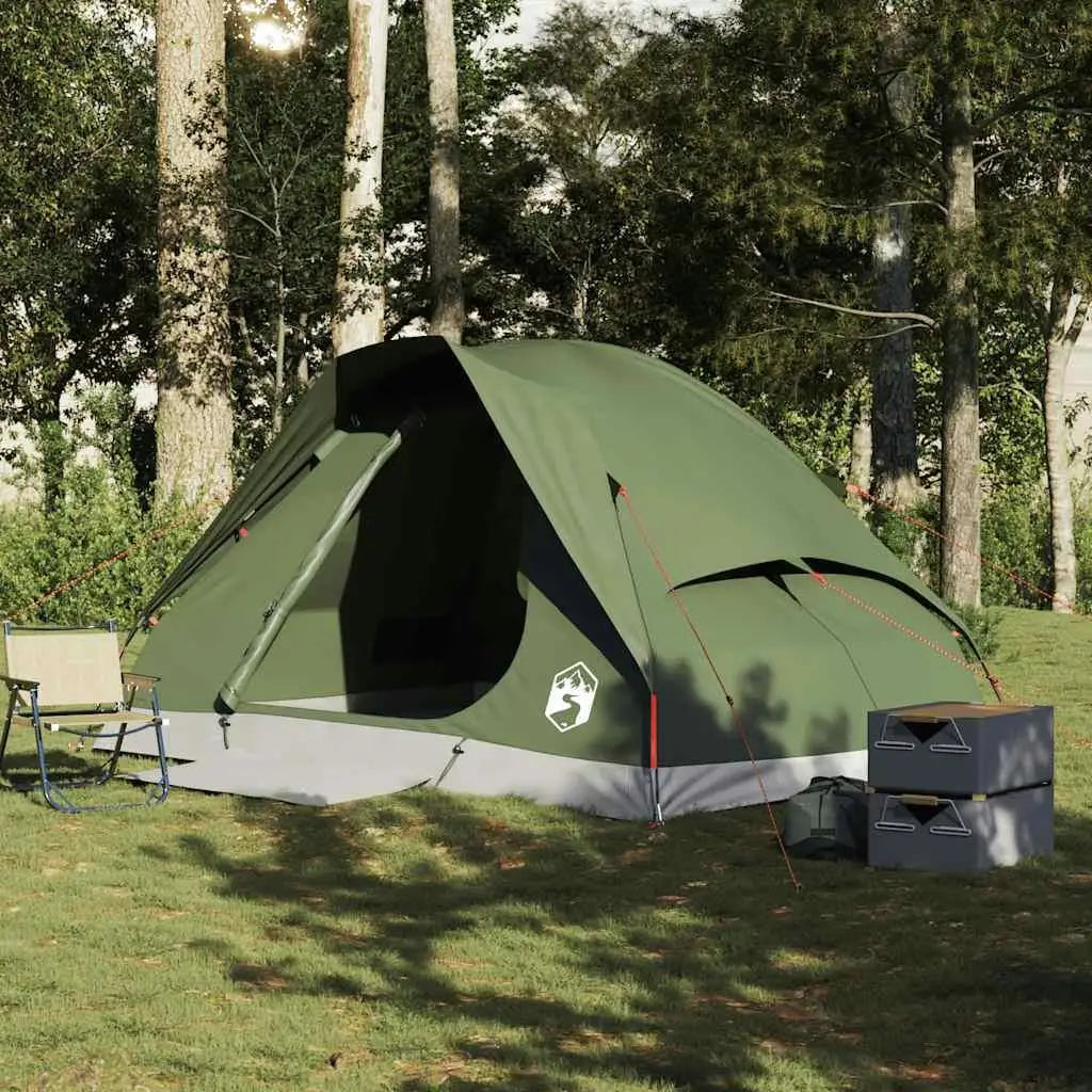 4-Person Waterproof Olive Green Dome Camping Tent