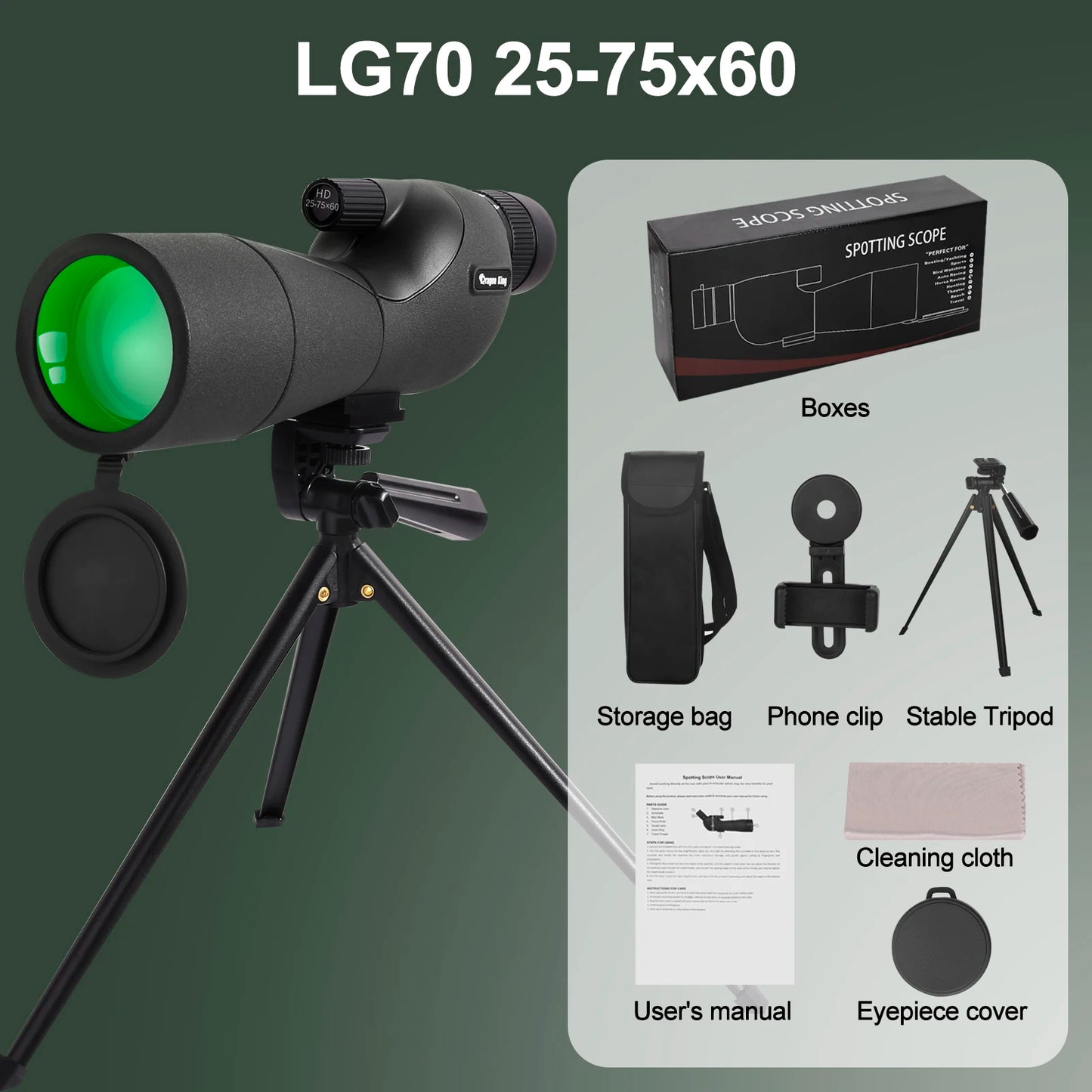 25-75x60 Telescope With Tripod