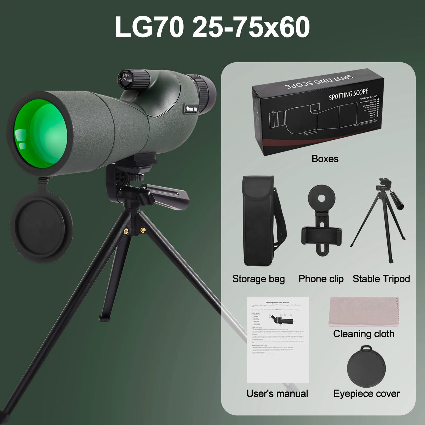 25-75x60 Telescope With Tripod