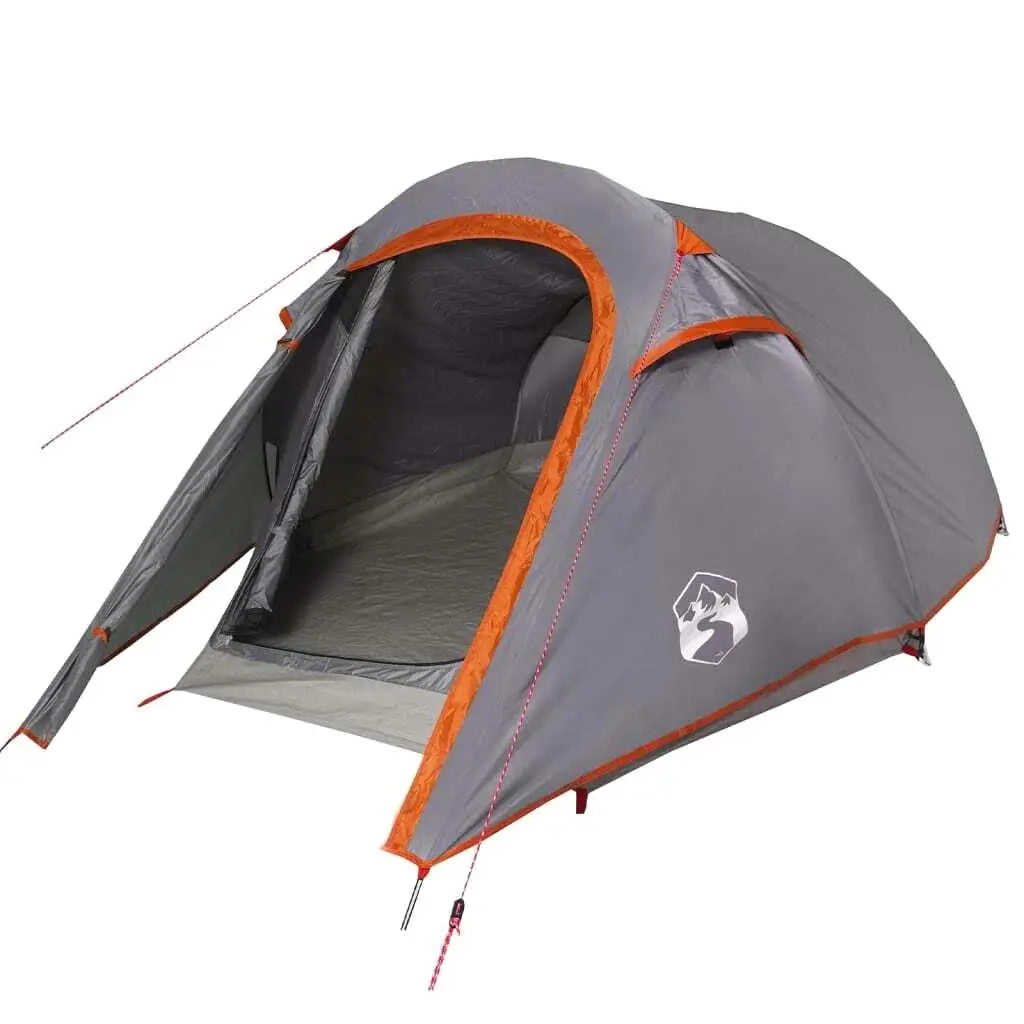 Waterproof Grey & Orange 2-Person Tunnel Camping Tent
