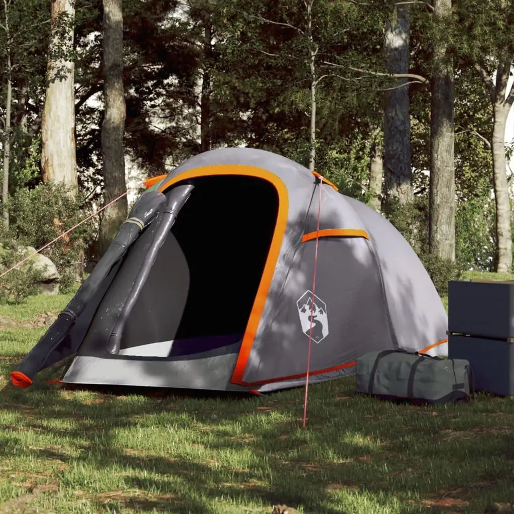 Waterproof Grey & Orange 2-Person Tunnel Camping Tent