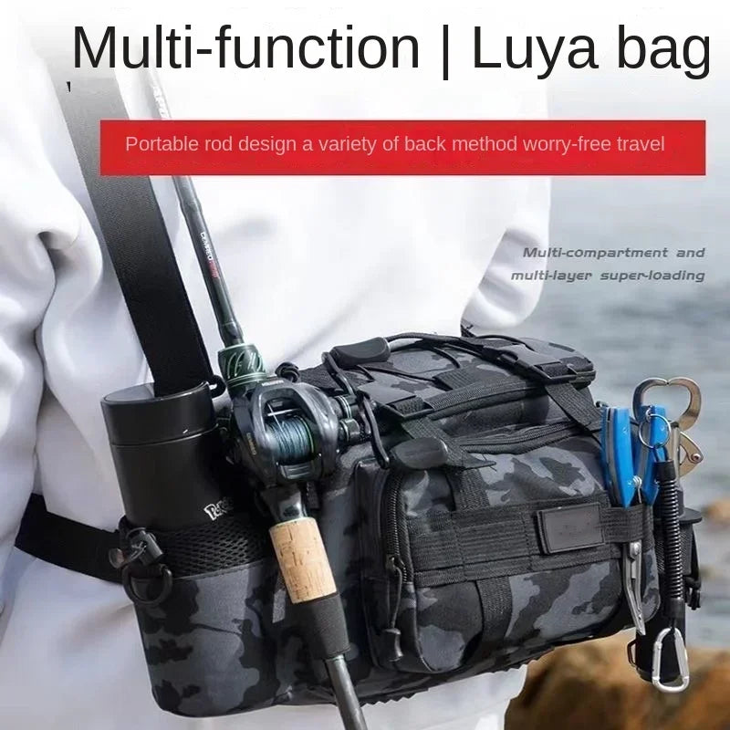 Fishing tackle, shoulder bag, storage bag, portable fishing rod holder