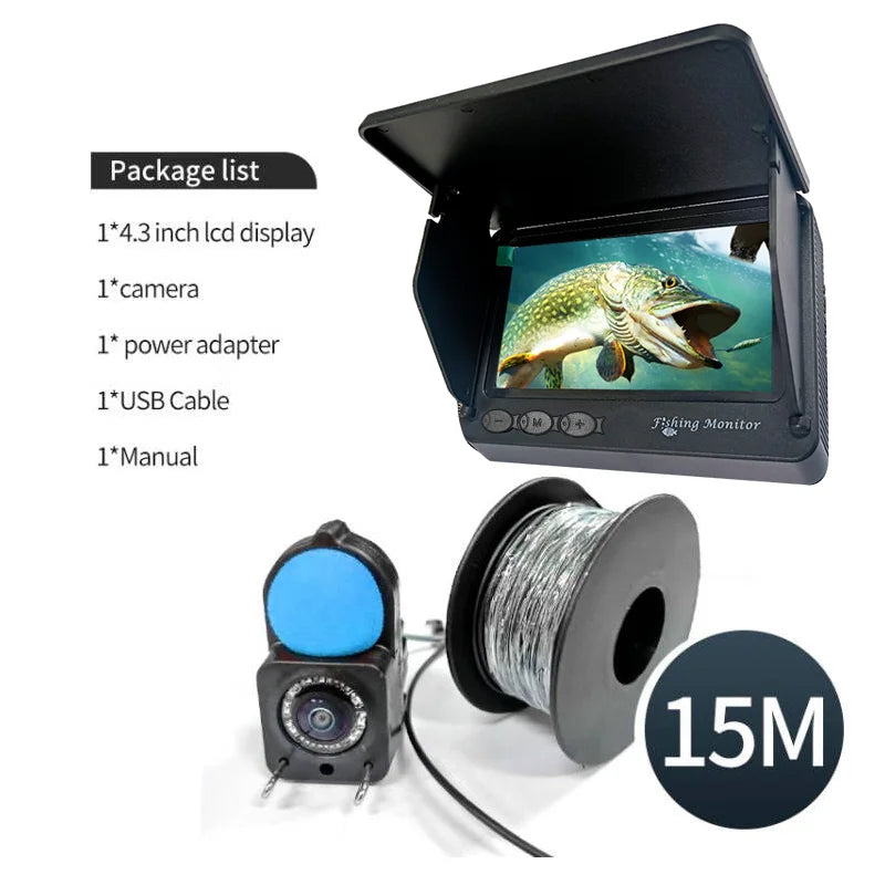 120° Fishing Camera With Night Vision 1080P 4.3 Inch LCD