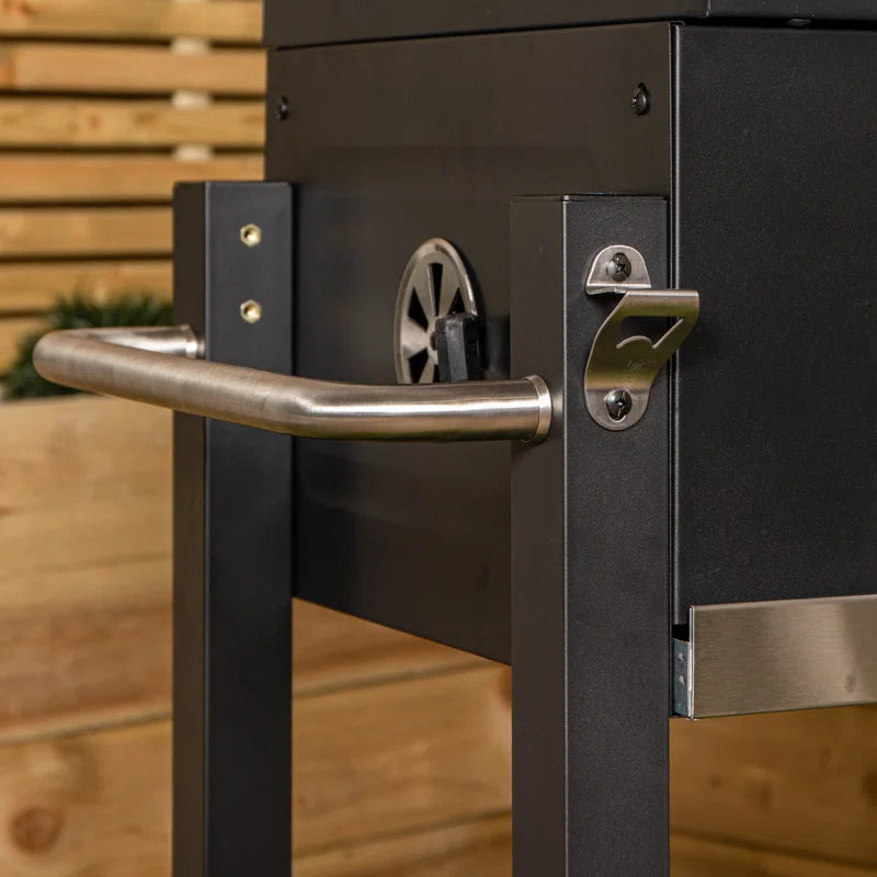 Black Steel Portable Rectangular BBQ Trolley