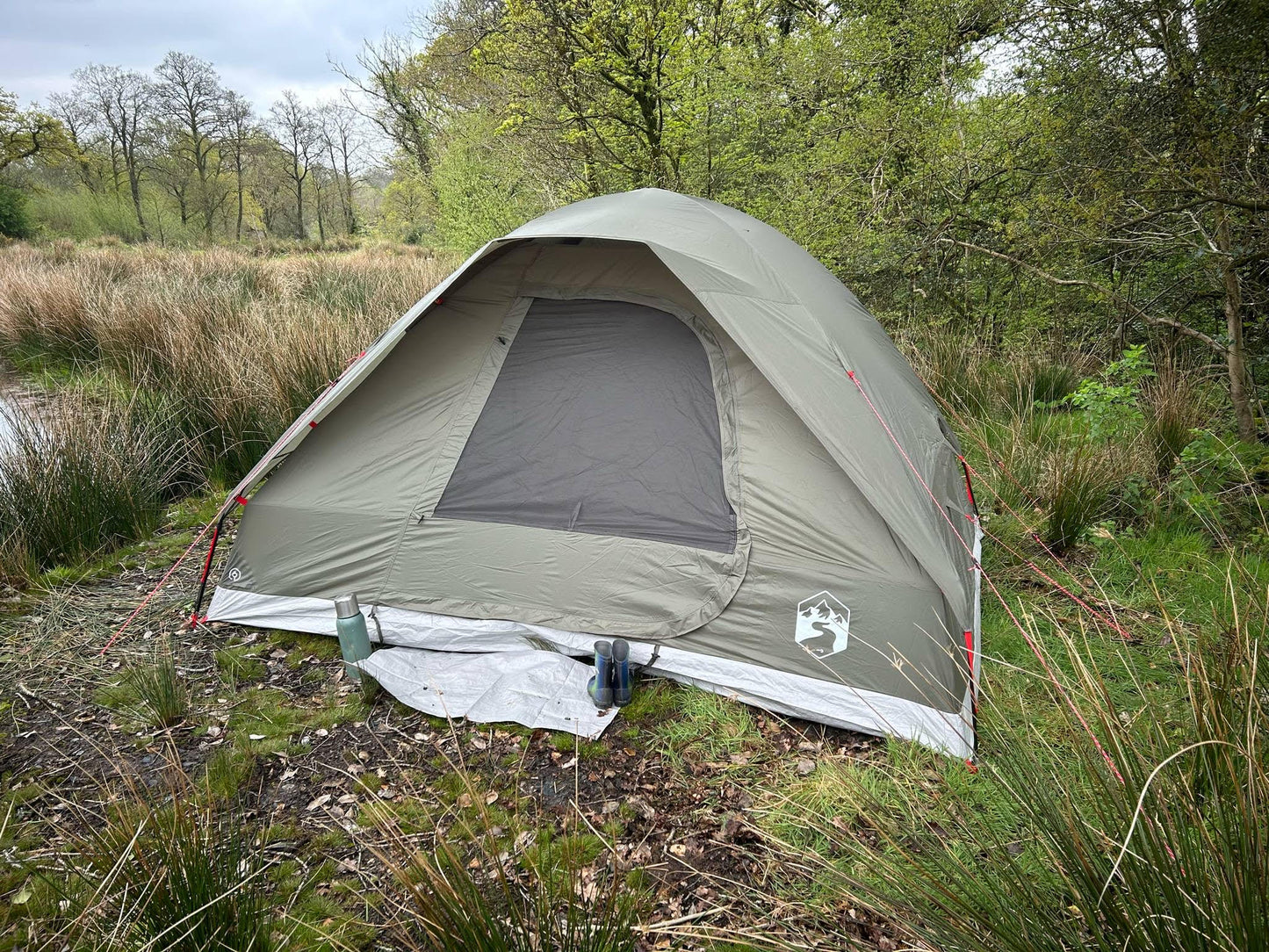 4-Person Waterproof Olive Green Dome Camping Tent
