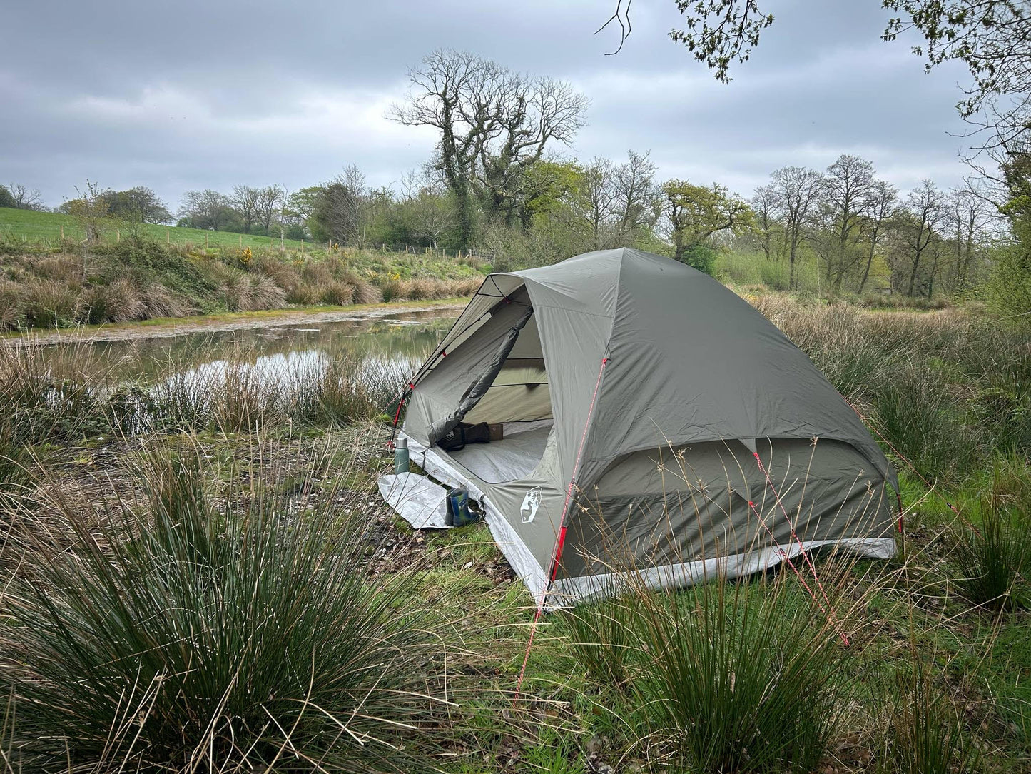 4-Person Waterproof Olive Green Dome Camping Tent