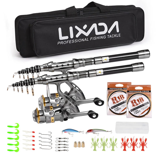 2PCS Rod and Reel Combo, Telescopic Fishing Rods
