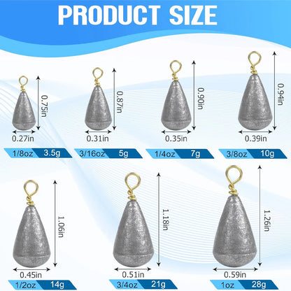 10Pcs Fishing Weights Sinkers Drop Shot Weights with Brass Swivels
