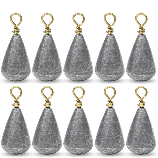 10Pcs Fishing Weights Sinkers Drop Shot Weights with Brass Swivels