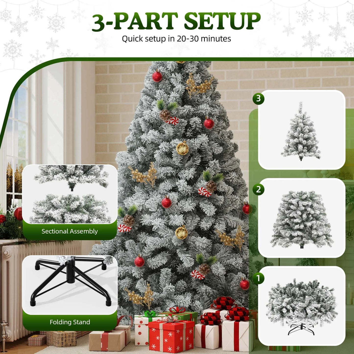 6ft Snow Flocked Artificial Christmas Tree