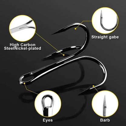 50pcs/box Mix Treble Fishing Hooks Kit
