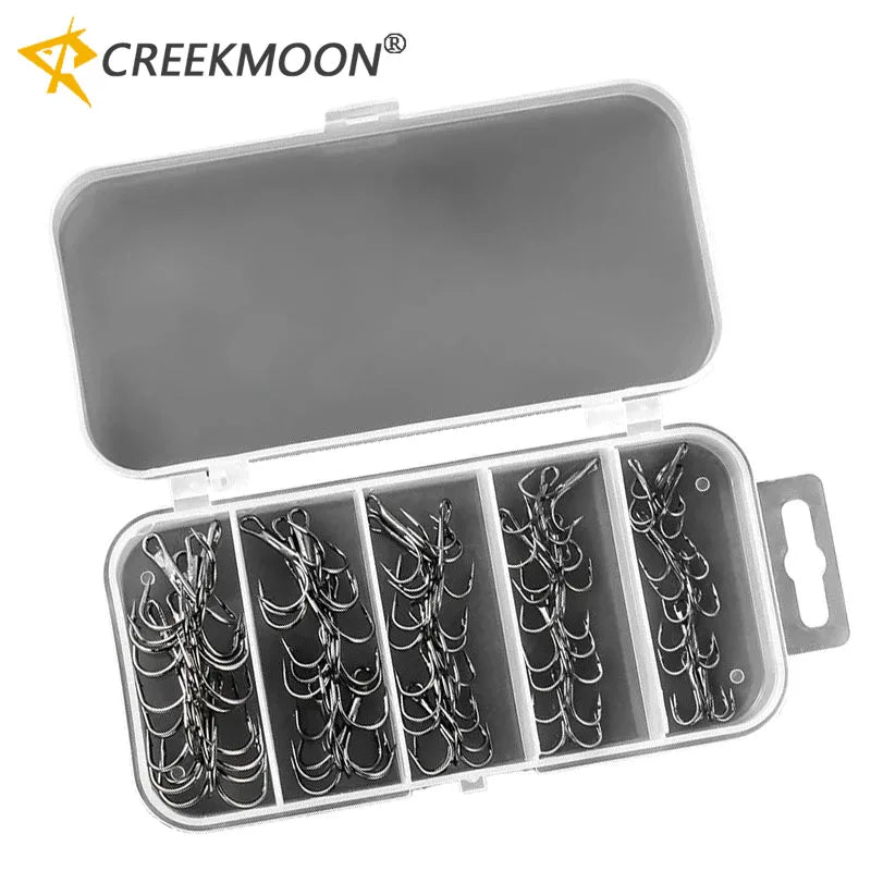 50pcs/box Mix Treble Fishing Hooks Kit