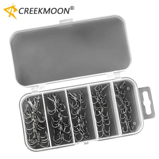 50pcs/box Mix Treble Fishing Hooks Kit