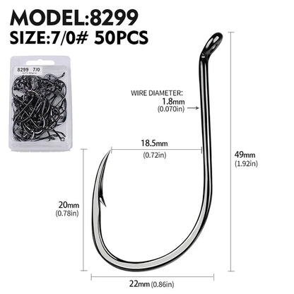 PROBEROS 50Pcs/lot Carbon Steel Barbed Fishhook