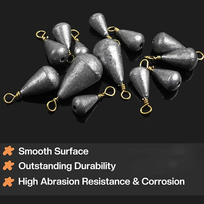 10Pcs Fishing Weights Sinkers Drop Shot Weights with Brass Swivels