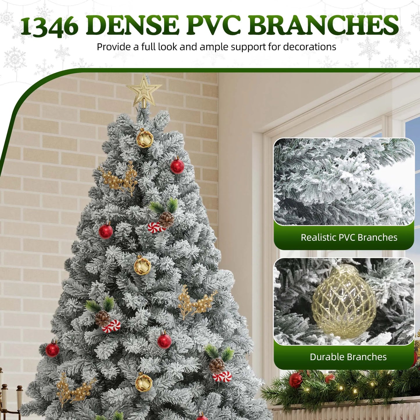 6ft Snow Flocked Artificial Christmas Tree