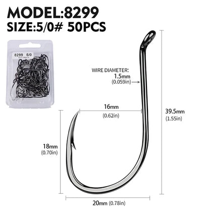 PROBEROS 50Pcs/lot Carbon Steel Barbed Fishhook