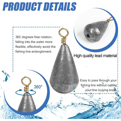 10Pcs Fishing Weights Sinkers Drop Shot Weights with Brass Swivels