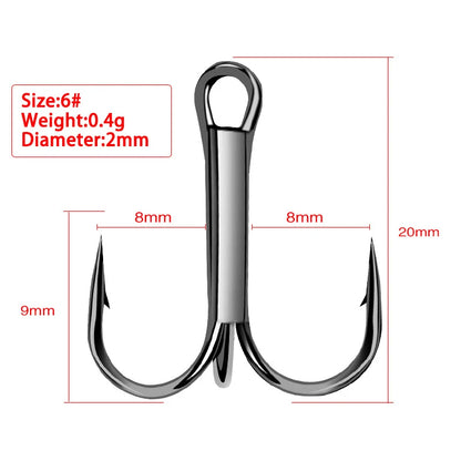 Shawto 50pcs/Lot Treble Fishing Hook Set